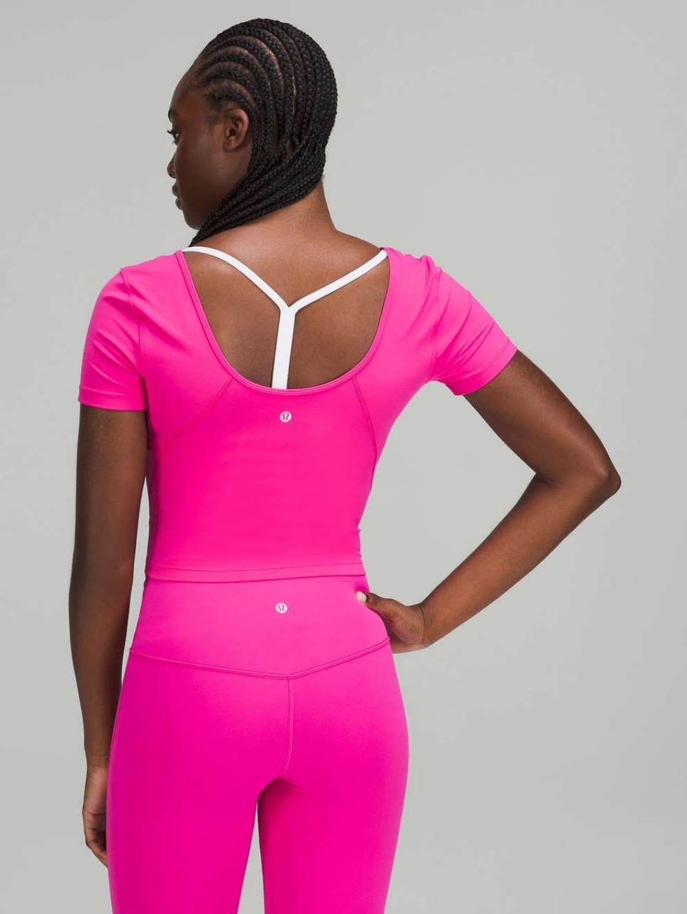 Lululemon Align cropped T-Shirt in pink Size 6 - Picture 2 of 6